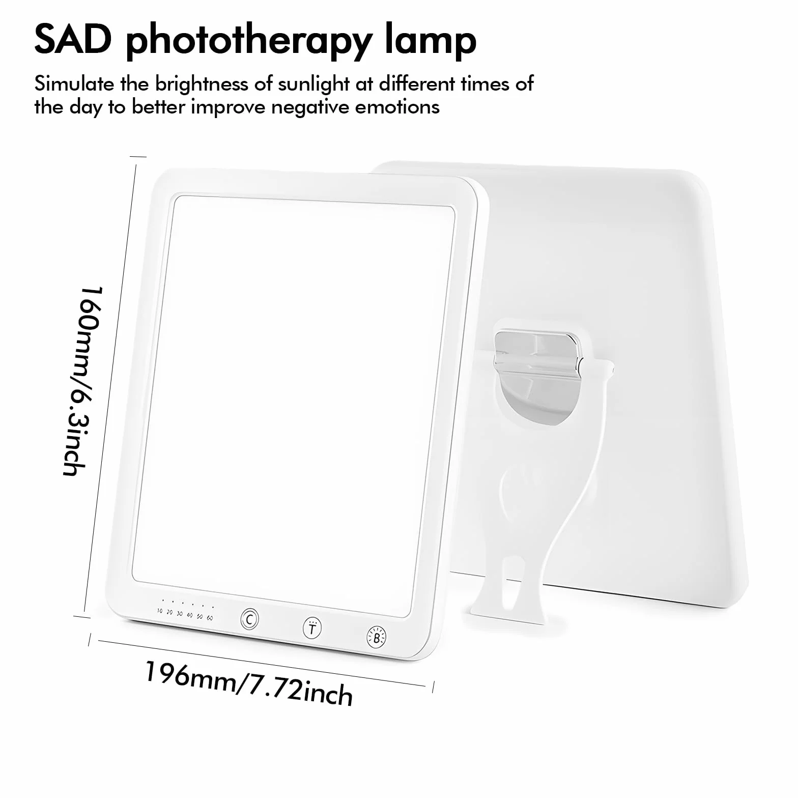 Tageslichtlampe 10000Lux, Einstellbare Tageslichtlampe, Lichttherapielampe mit 3 Farbtemperaturen, 6 Gang Timing, 5 Temperatureinstellungen, Led Gesichtsmaske Lichttherapie Für Hause Büro(Weiß)