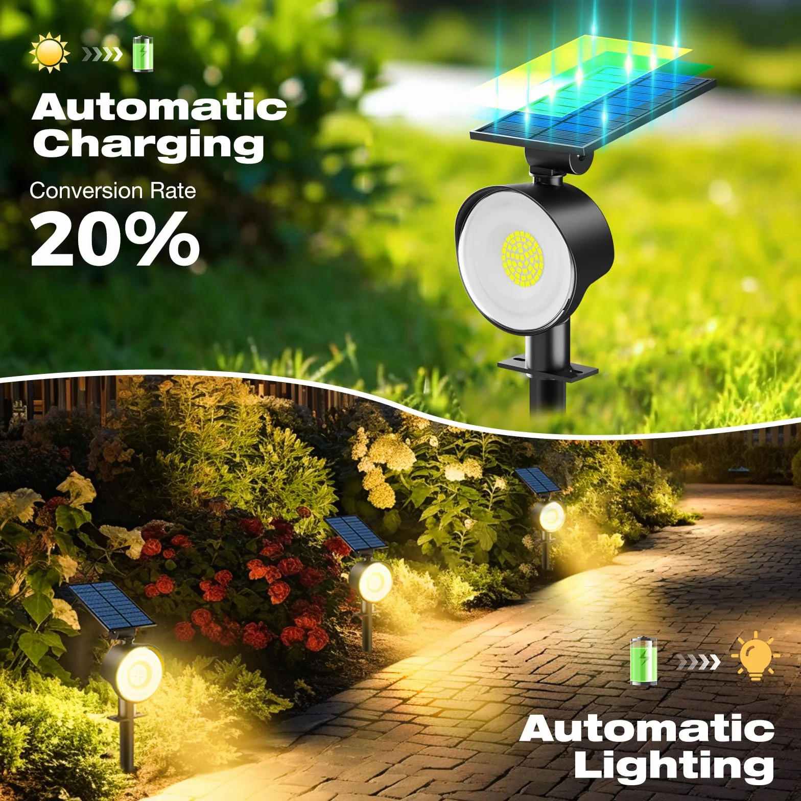 nipify Solarlampen für Außen Garten, 4 Stück 53 LED Solar Strahler Gartenleuchten IP65 Wasserdicht, 3 Helligkeit Warmweiß Solarleuchten Aussenleuchte Wegeleuchte für Draußen Wege Wand Outdoor
