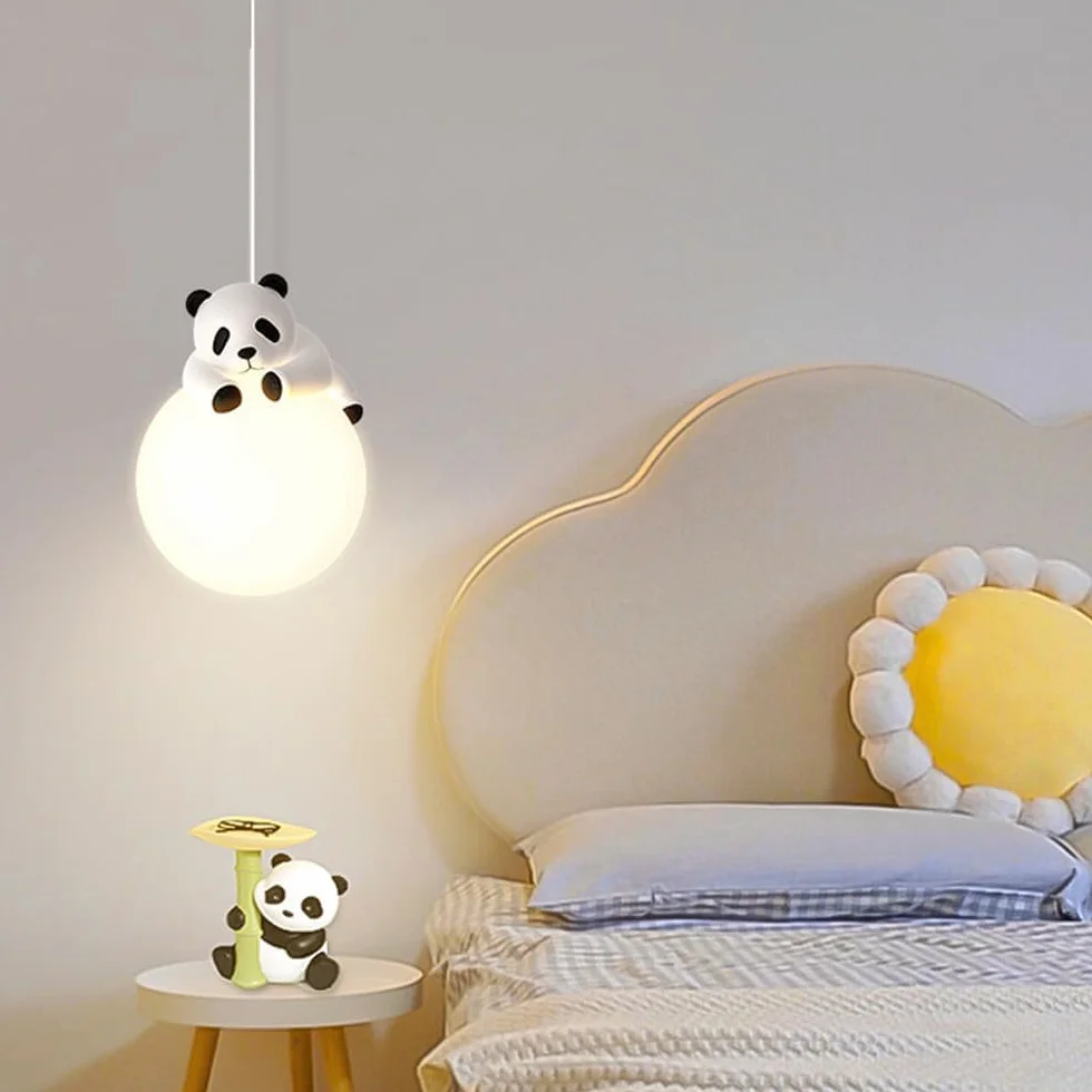 Wandlampe für Kinderzimmer, verdrahtet, 3D-Druck, Mondkugel, Schlafzimmer, niedliche Cartoon-Tiere, Kaninchen, Panda, Bär, Nachttischlampe Nordic Dimmbar…