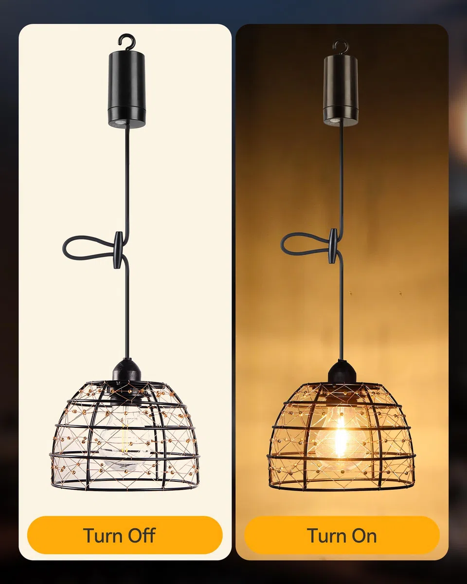 Hängelampe mit Batterien betrieben für Außen Innen, 2 Stück Boho LED Lampe Pendelleuchte mit Fernbedienung Helligkeit einstellbar, Timer IP65 wasserdicht für Garten Terrasse