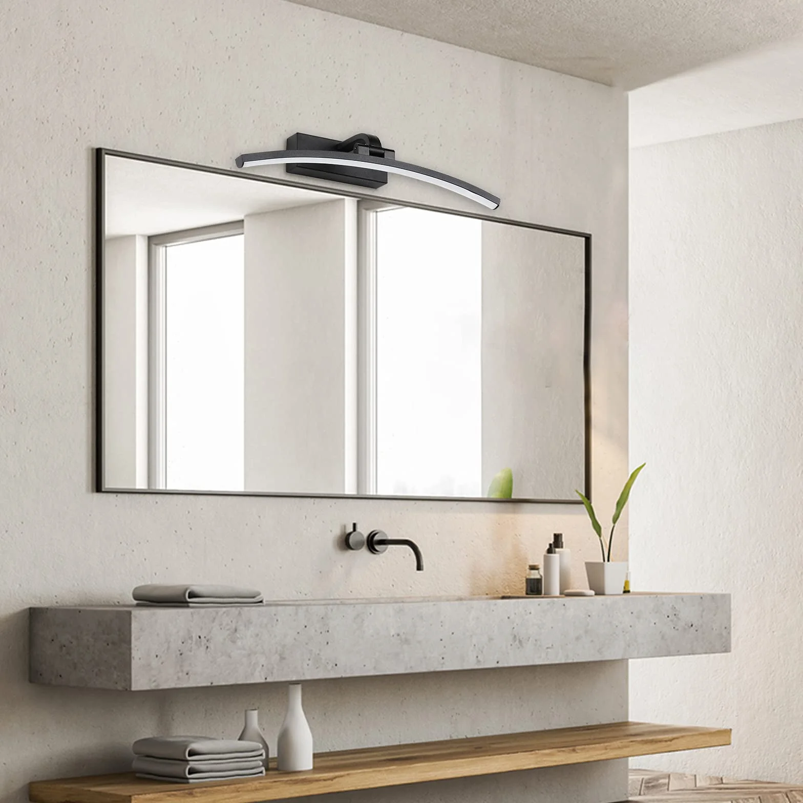 LED Spiegellamp 10W 720 Lumen Zwart Badkamerspiegellamp Neutraal Wit 4000K Badkamerlamp IP44 Waterdicht Geen flikkering 230V (Zwart,10W)