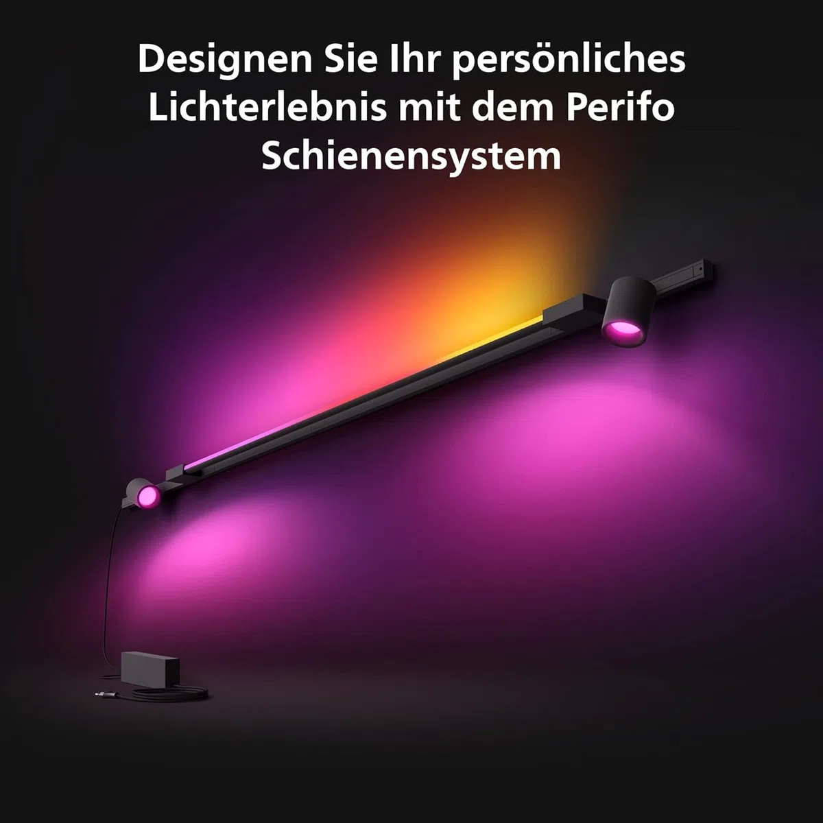 PHILIPS Hue Perifo railverlichting muur 2-spots gradient light tube zwart basisset