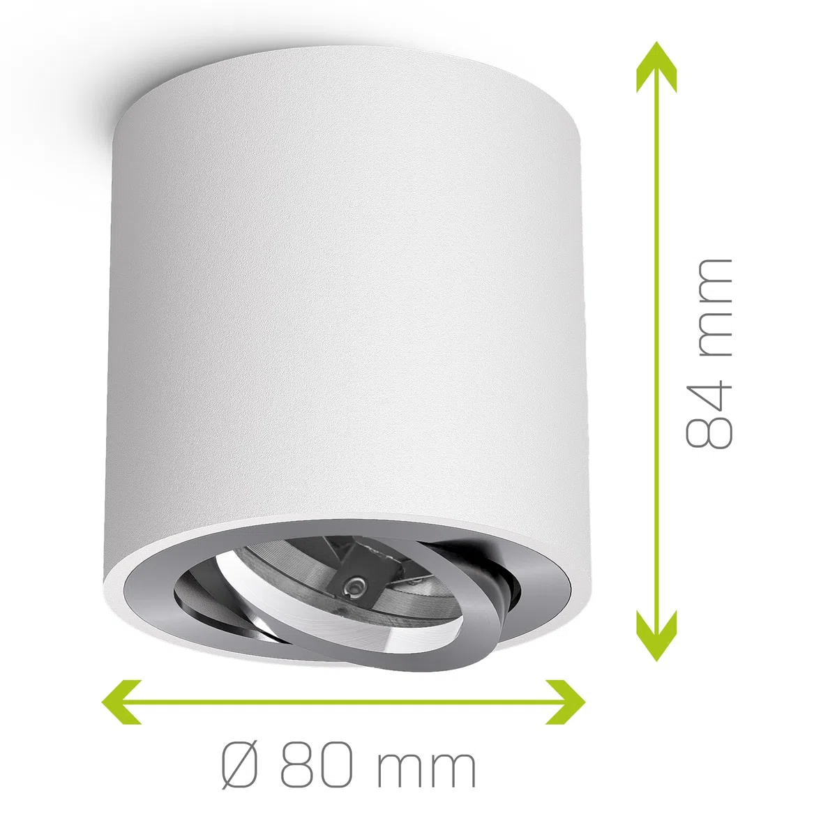 linovum 4 Stück CORI schwenkbare Aufbaustrahler weiß & silber im Set - runder Deckenstrahler geeignet für GU10 & LED Module