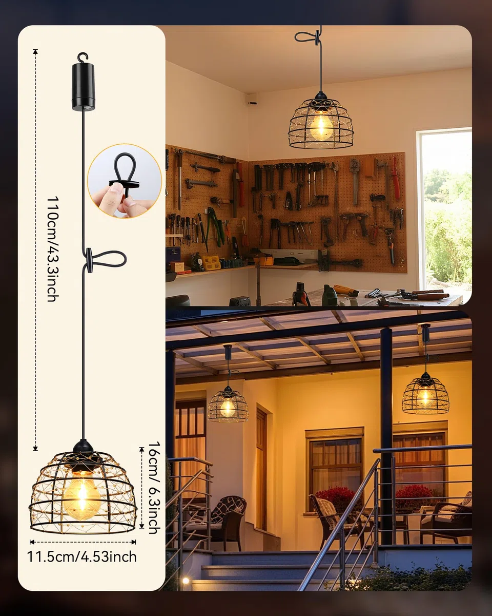Hängelampe mit Batterien betrieben für Außen Innen, 2 Stück Boho LED Lampe Pendelleuchte mit Fernbedienung Helligkeit einstellbar, Timer IP65 wasserdicht für Garten Terrasse