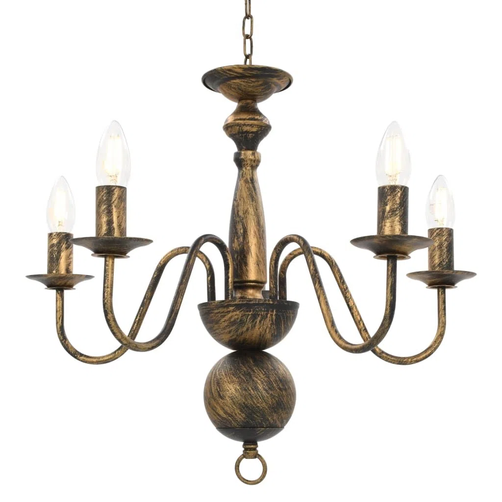 vidaXL Kronleuchter Antik Deckenlampe Pendelleuchte Lüster Deckenleuchte Hängeleuchte Hängelampe Leuchte Lampe Schwarz 5xE14-Glühbirnen