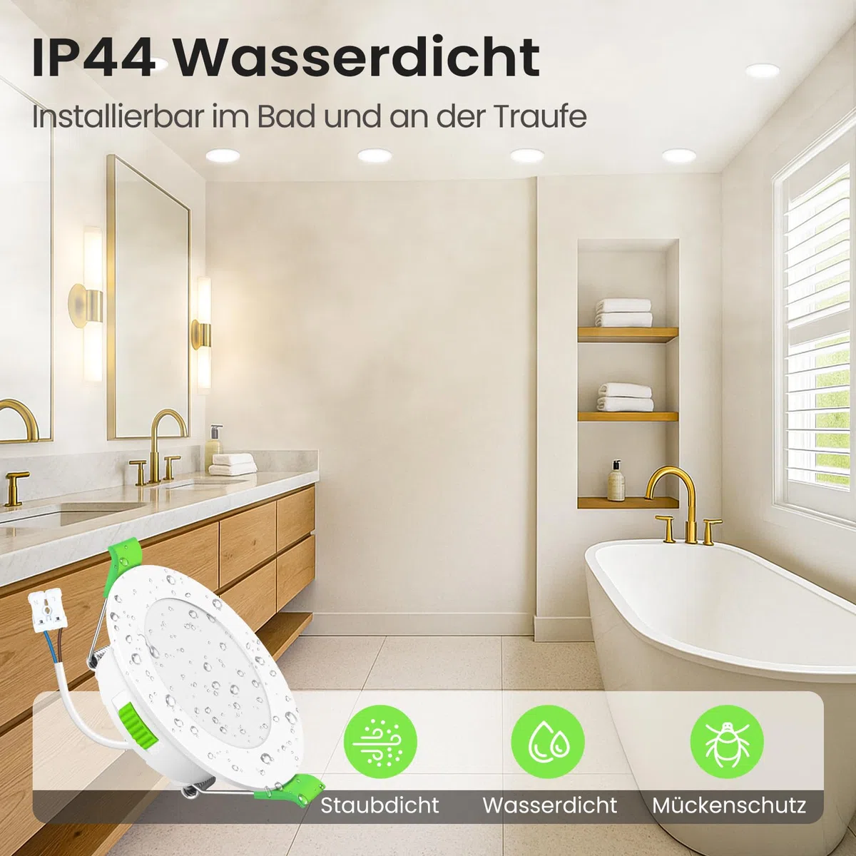 ALUSSO 12 Stück Einbaustrahler Led 68mm,4W LED Einbaustrahler Dimmbar AC 220-240V,Warmweiß 3000K Neutralweiß 4000K Kaltweiß 6500K IP44 Deckenspots für Badezimmer Küche Wohnzimmer,Weiß