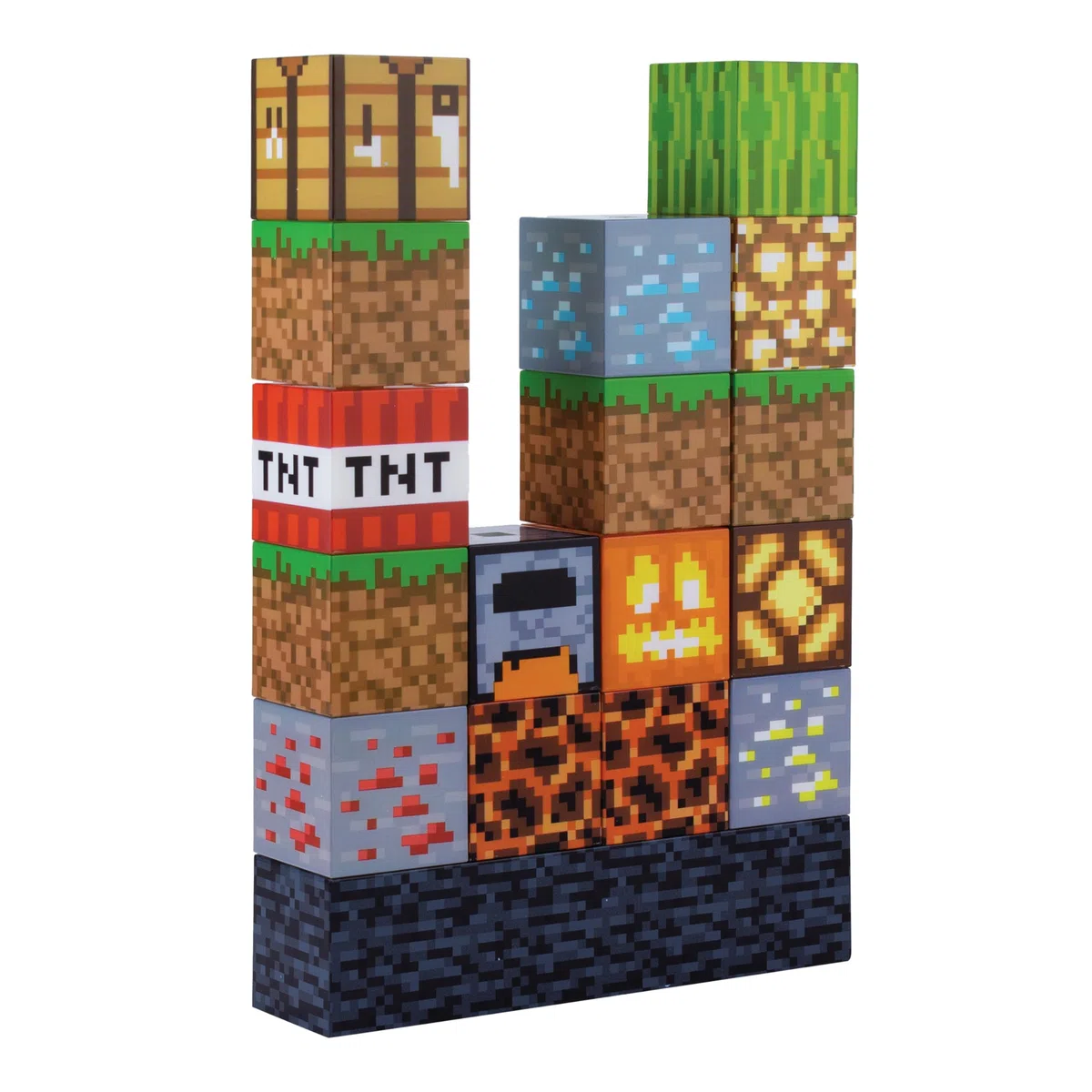Minecraft Blockbaulampe, 16 verschiebbare Lichtblöcke und Bettfels-Basis