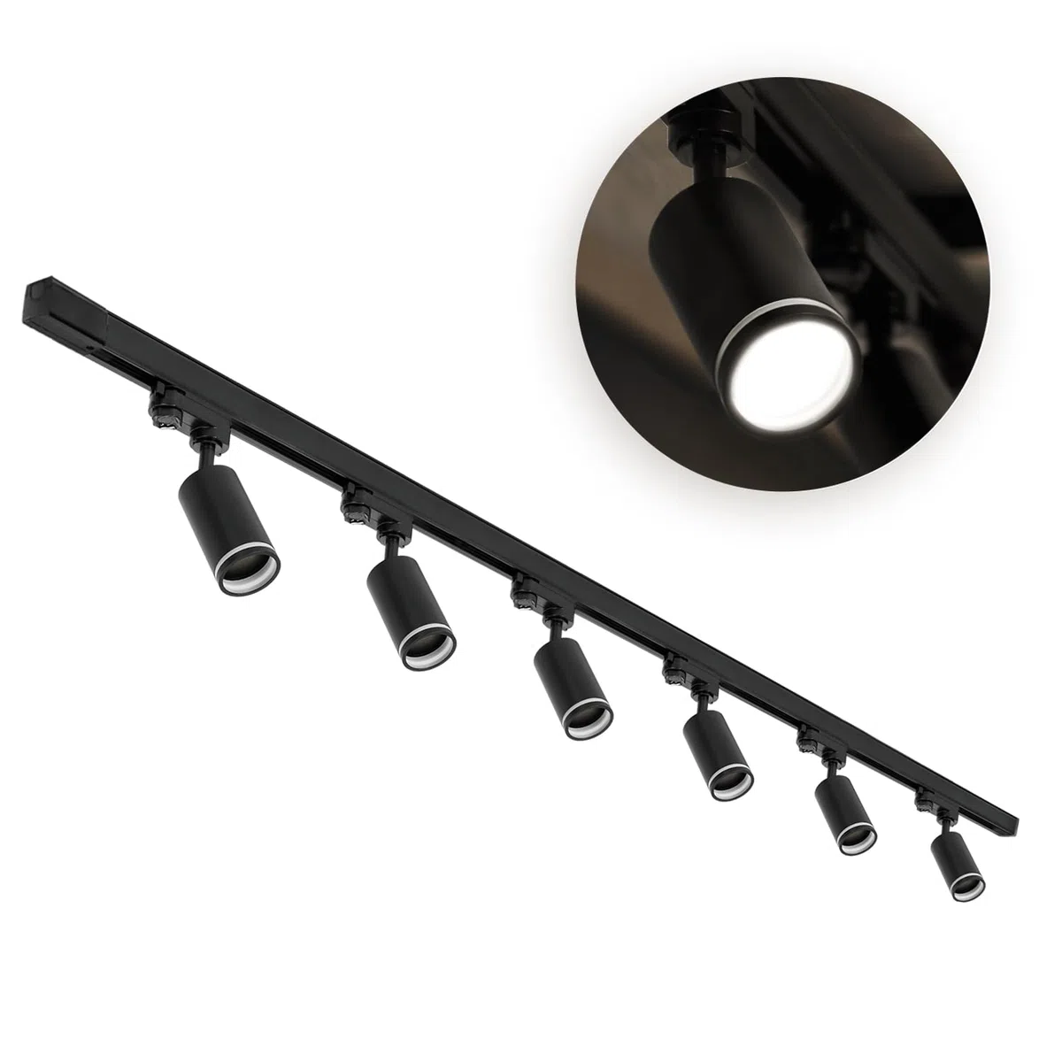 NEXTRACK 3-Phasen-Schienen-Set 6x GU10 LED-Lampe 2m Schienensystem Schwarz