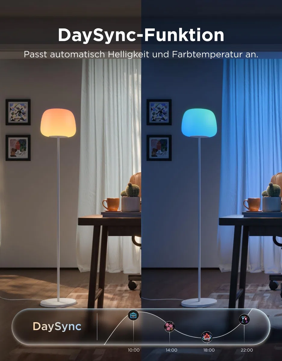 Govee LED Stehlampe RGBICWW 160cm Dimmbar 1000K-10000K 1400lm Matter Alexa Kompatibel Weiß Silikonkopf