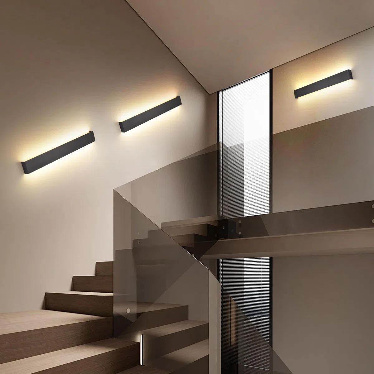 KUKAK LED Wandleuchte Innen,20W Wandlampe,Modern Lampe Wand,3000K/4000K/6000K Wandlampen,Up Down Wandbeleuchtung,Flurlampe wandleuchten für Wohnzimmer Schlafzimmer Treppenhaus Flur 66cm Schwarz