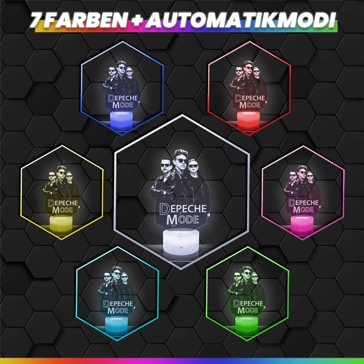 Lampephoto.fr - D. Mode Elektro-Rockgruppe 3D Lampe Taktile Touch Nachtlicht 3d Led Illusion, Geschenkidee zu Weihnachten oder Geburtstag für Männer und Frauen, Dekofürs Schlafzimmer TOP