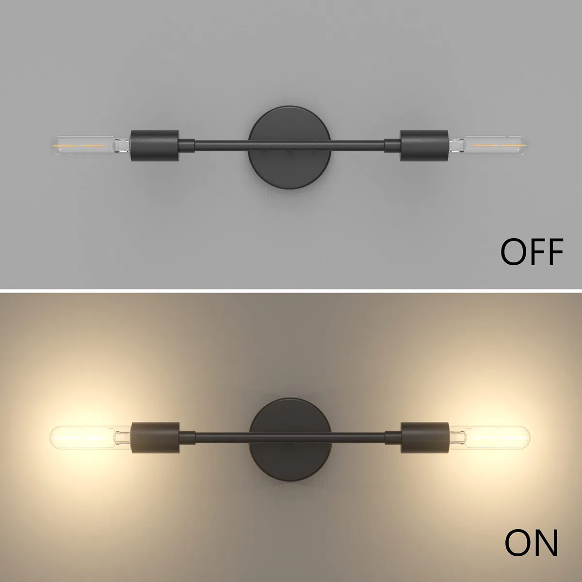 Klighten Spiegelleuchte Bad Spiegellampe Badezimmer Vintage E27 Wandleuchte 2 Flamming, Schwarz Metall Badlampe Wand Badleuchte Innen Wandlampe, Länge: 40cm/15.75zoll, Ohne Leuchtmittel