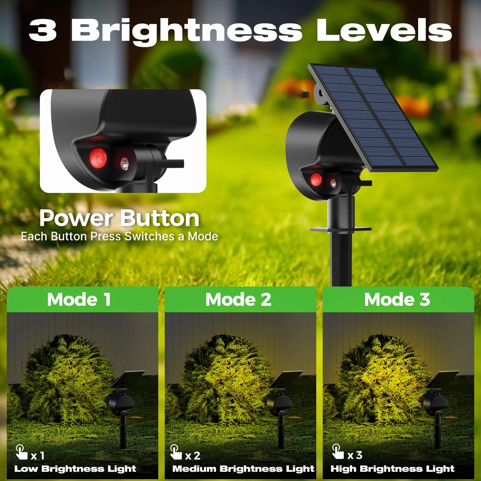 nipify Solarlampen für Außen Garten, 4 Stück 53 LED Solar Strahler Gartenleuchten IP65 Wasserdicht, 3 Helligkeit Warmweiß Solarleuchten Aussenleuchte Wegeleuchte für Draußen Wege Wand Outdoor
