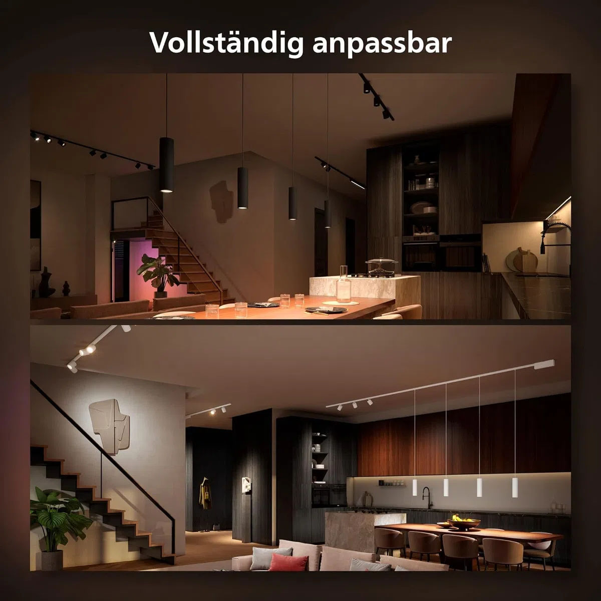 PHILIPS Hue Perifo railverlichting muur 2-spots gradient light tube zwart basisset