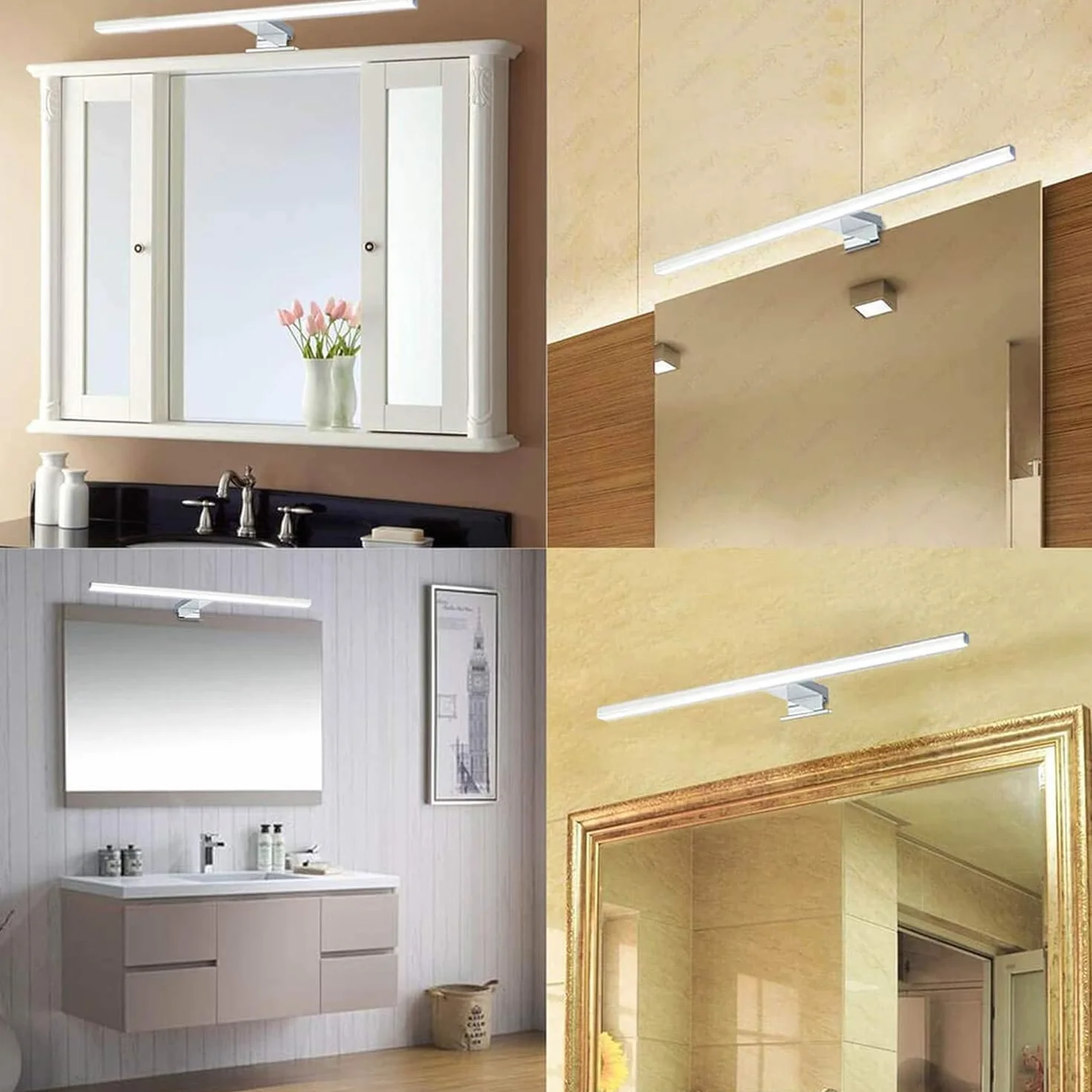 Led Spiegelleuchte Badezimmer 10W 820LM 60 cm 230V 4000K,3-in-1 Klasse II Bad Spiegellampe,Kein Flimmern Badlampe Wandbeleuchtung Neutralweiß 600mm Bad Spiegelleuchte