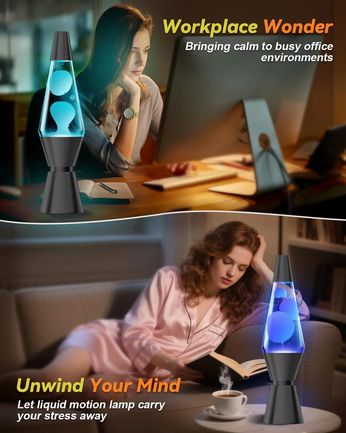 AONESY Lavalampe, Lavalampen für Stressbewältigung und Entspannung, Retro-Lampe Wohnkultur, 17 Farbwechselnde lavalampe groß mit Fernbedienung für Erwachsene und Kinder -37cm Schwarz