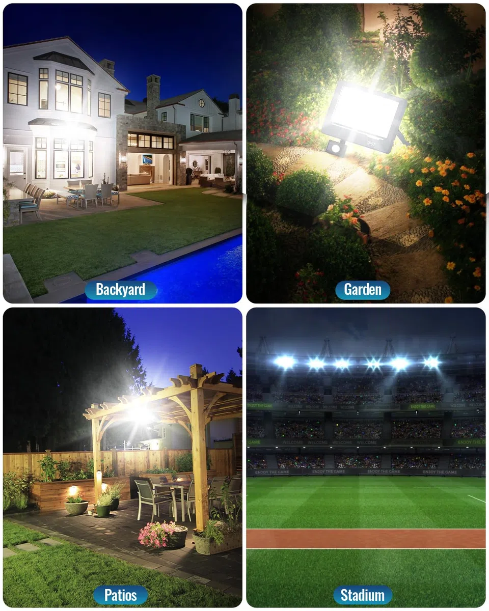 LED Strahler mit Bewegungsmelder Außen 100W, LED Scheinwerfer mit Bewegungsmelder 10000LM Super Hell, 6500K Kaltweiß, IP66 Wasserdicht, Sicherheitsbeleuchtung für Garten/Hof 1 Stücke