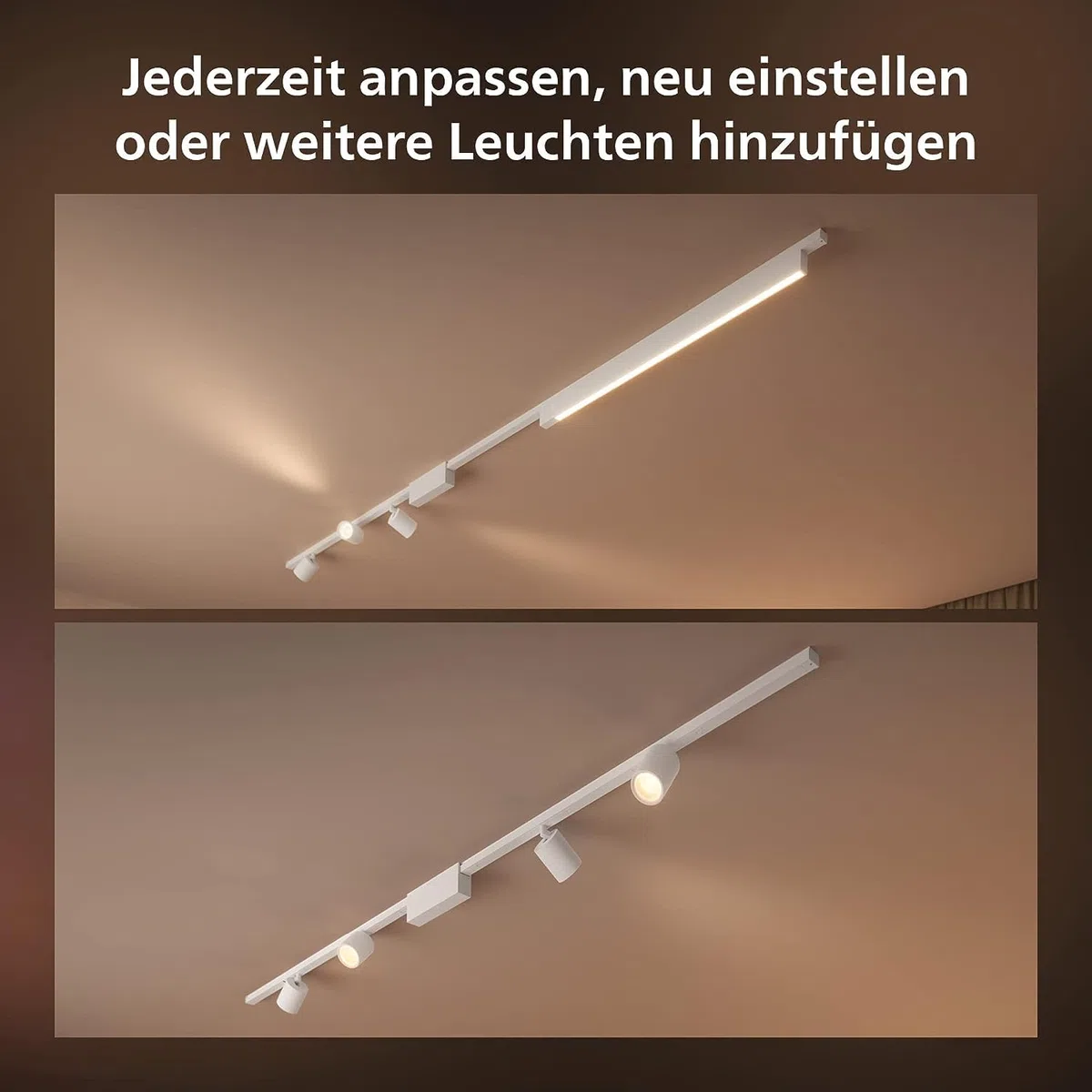 PHILIPS Hue Perifo railverlichting muur 2-spots gradient light tube zwart basisset