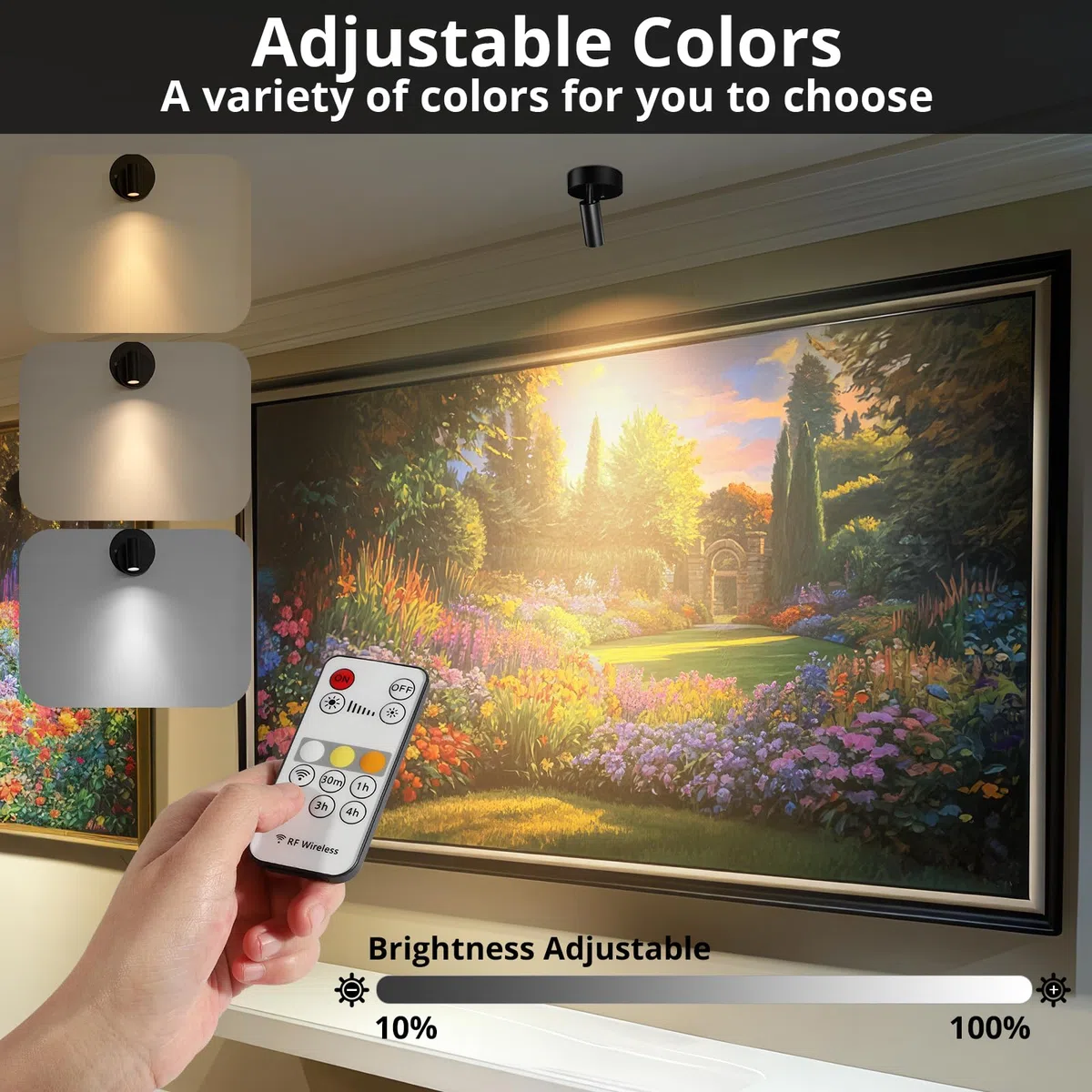 TaoFiaCo LED Spots Akku Wandleuchte Innen Schwarz 2 Stück - USB Wandlampe Aufladbar mit Fernbedienung 3 Farben - Spotlight LED Wandspots Bilderbeleuchtung Kabellos für Pflanzenstrahler Schlafzimmer