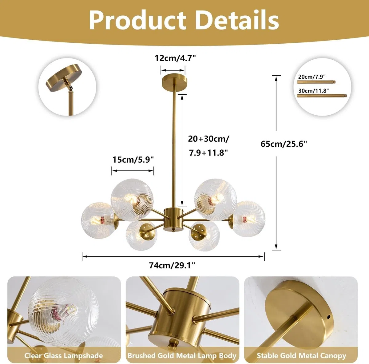 Pendelleuchte Mid-Century Modern 6-flammiger Kronleuchter goldene Sputnik Pendellampe Vintage grüne Deckenleuchte aus gebürstetem Messing Glaskugel Kronleuchter für Schlafzimmer Flur Esszimmer