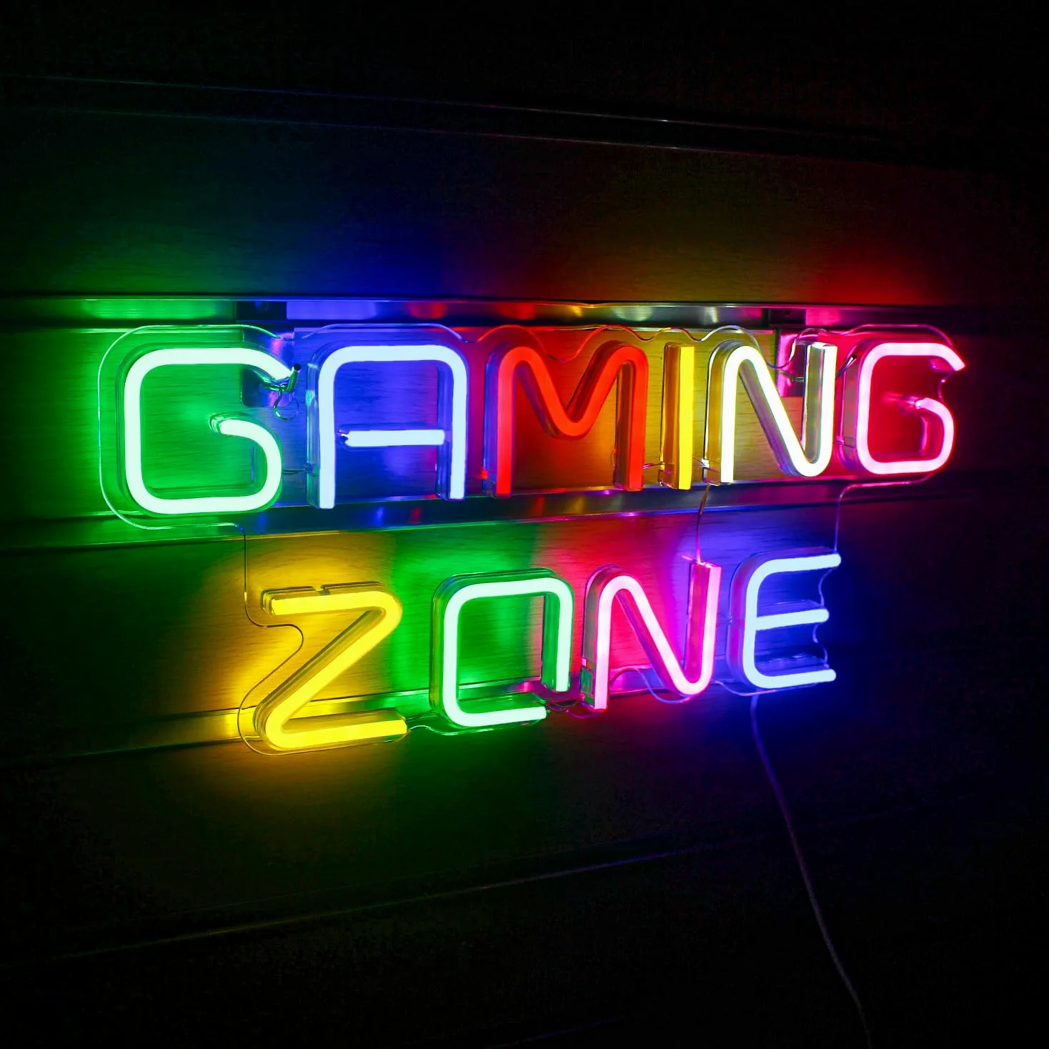 ineonlife Gaming Zone Neon Schild Buntes LED Gaming Neon Licht für Wand Dekor Brief Neon Sign Zeichen für Spielraum, Spiel Zone, Mann Höhle, Geschenke LED Schild für Gamer, Jungen, Männer