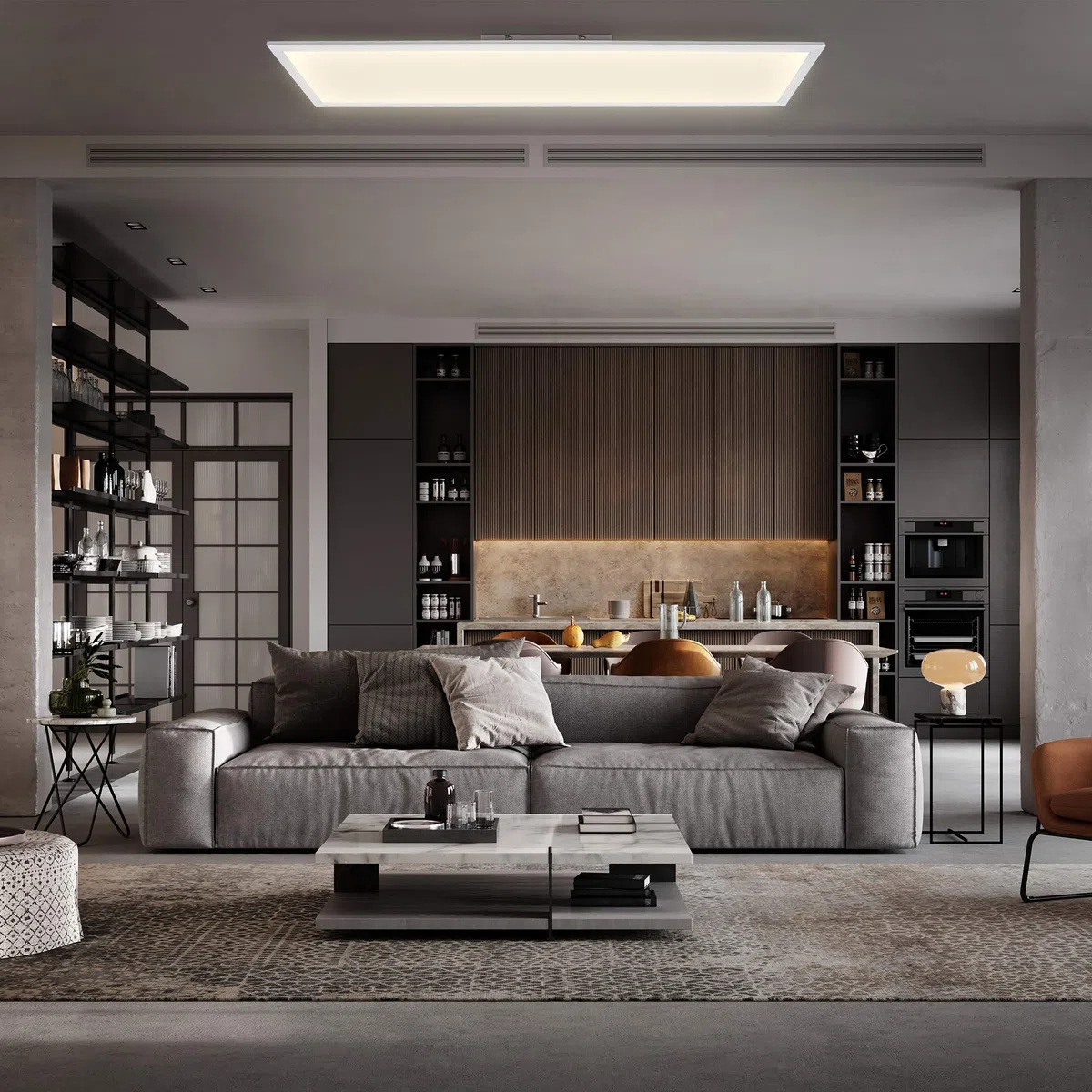 B.K.Licht - Deckenlampe mit Fernbedienung, dimmbar, ultraflach, LED Panel, LED Deckenleuchte, LED Lampe, Wohnzimmerlampe, Schlafzimmerlampe, Küchenlampe, 100x25x6,3 cm, Weiß