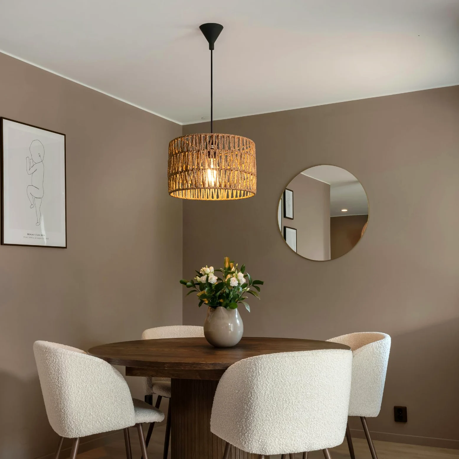 Lampenschirm hängelampe schirm Boho Rattan-Lampenschirm - ein Must-have für alle, die ihren eigenen Stil lieben kreativer (braun, 30Da. x 18H cm)