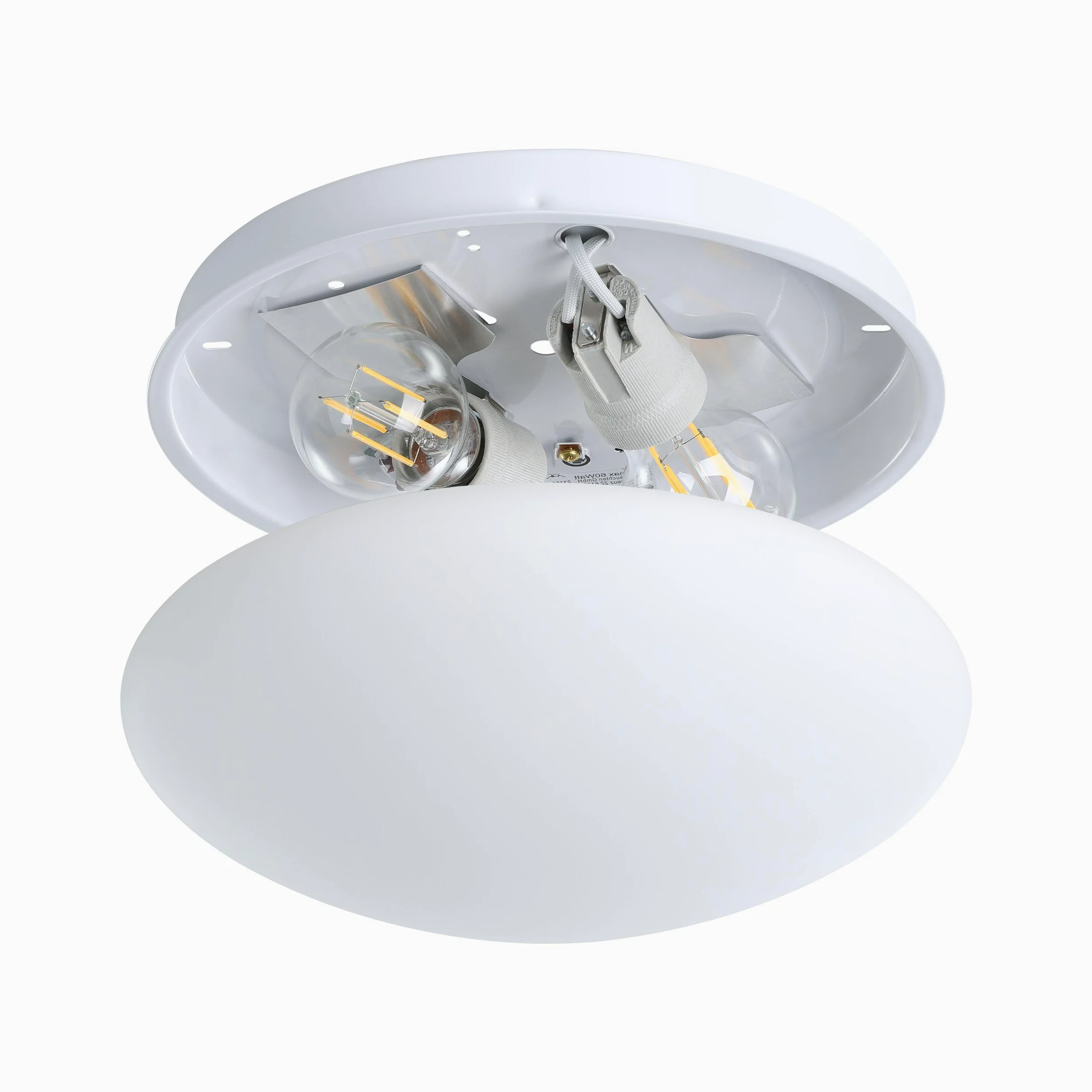 EGLO Deckenlampe Ella, Ø 35 cm, 2 flammige Wandlampe, Deckenleuchte aus Stahl und Glas in Weiß, Opal matt, Wohnzimmerlampe, Küchenlampe, Bürolampe, Flurlampe Decke, E27 Fassung