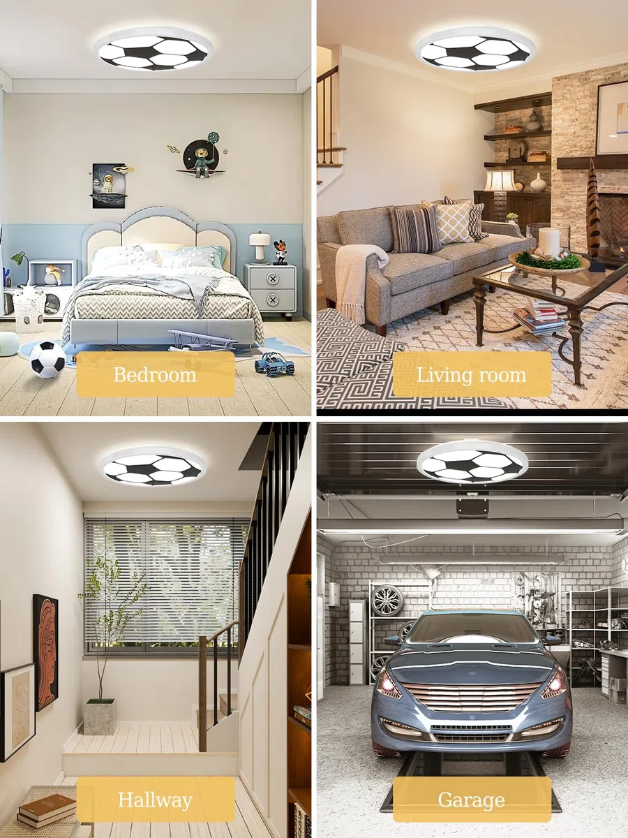 Deckenlampe LED Deckenleuchte Flach 24W 4000K Weiß Fußball 2400LM IP44 Modern Ultra Dünn LED Lampe Decke für Wohnzimmer Schlafzimmer Badezimmer Flur Balkon Mädchen Junge Kinderzimmer, Ø30cm, Rund