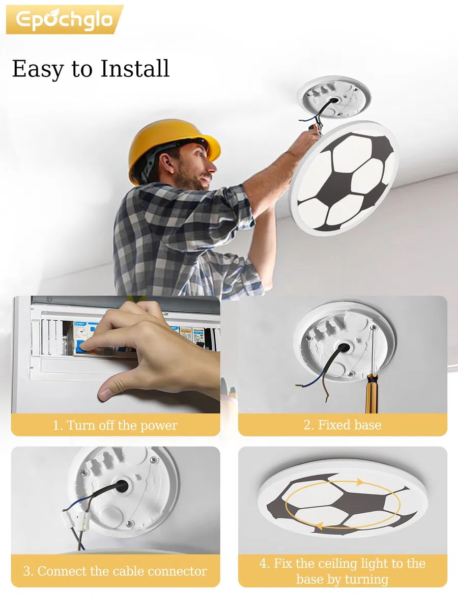 Deckenlampe LED Deckenleuchte Flach 24W 4000K Weiß Fußball 2400LM IP44 Modern Ultra Dünn LED Lampe Decke für Wohnzimmer Schlafzimmer Badezimmer Flur Balkon Mädchen Junge Kinderzimmer, Ø30cm, Rund
