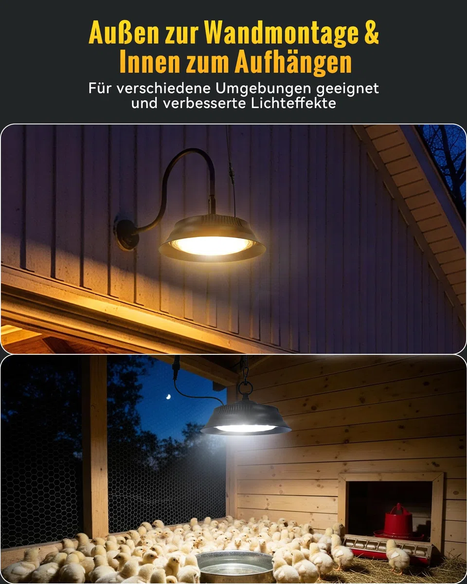 Solar LED Lampe Außen, Hängelampe & Wandleuchte mit Fernbedienung, 3 Farbtemperaturen, 5000mAh Akku, 10–12h Leuchtdauer, IP65 Wasserdicht für Gartenhaus, Schuppen, Garage, Stall, Terrasse