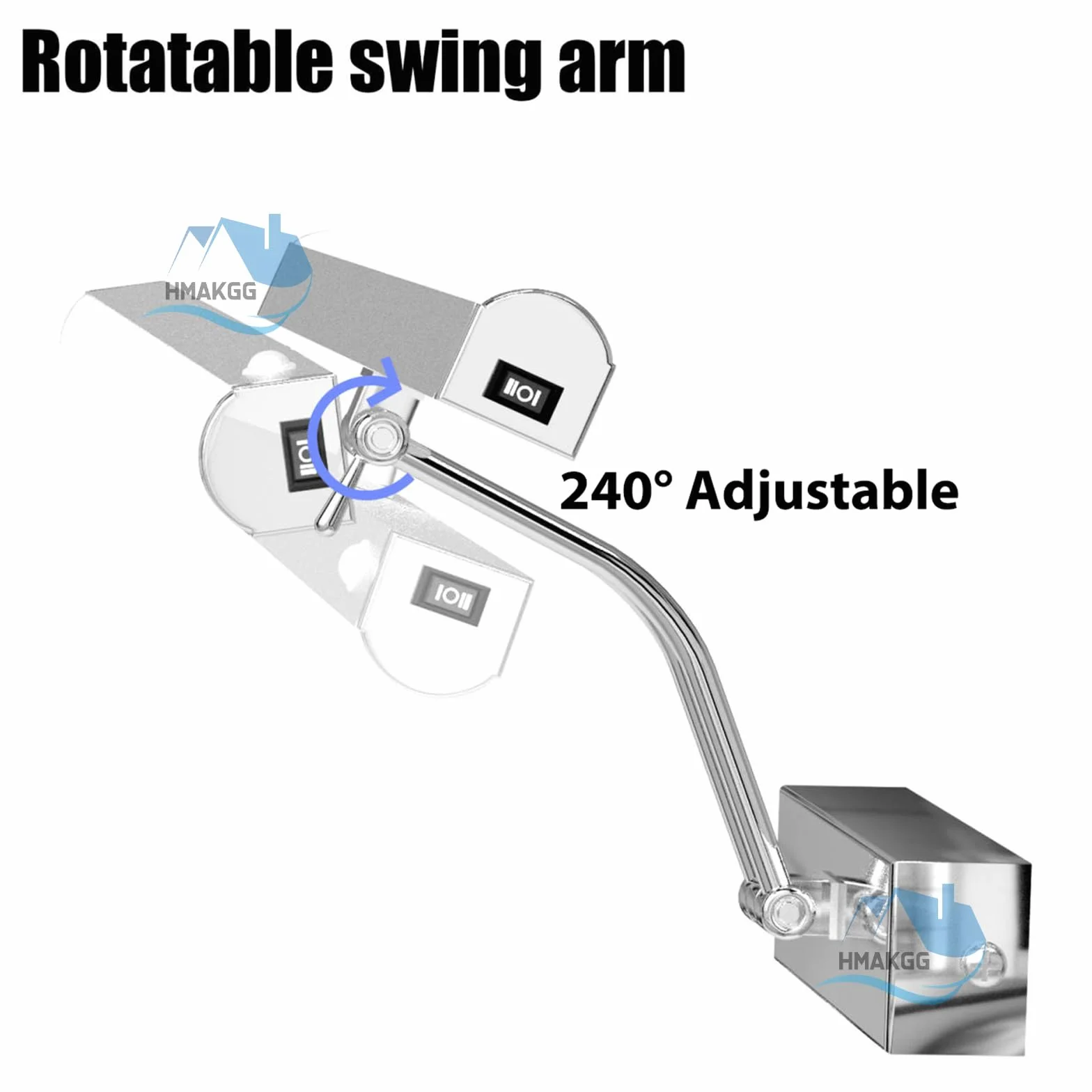 LED Spiegelleuchte Bad mit Schalter, Spiegellampe Badezimmer mit Bewegungsmelder, 6W 29cm Badlampe Wand aus Edelstahl, 240° Drehbar Wandleuchte Badezimmer, IP44 Kaltweiß 6000K, Silber