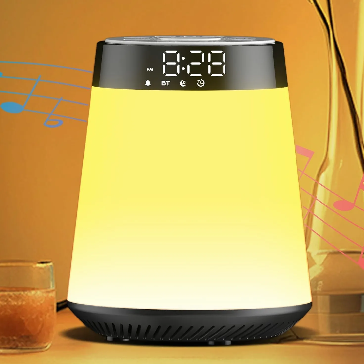 Bluetooth Lautsprecher mit Licht Wecker Soundmaschine mit 30 beruhigenden Sounds & Schlaftimer, Touch Dimmbar Lampe und Nachtlicht Frauen Männer Mädchen Junge Kinder Teens