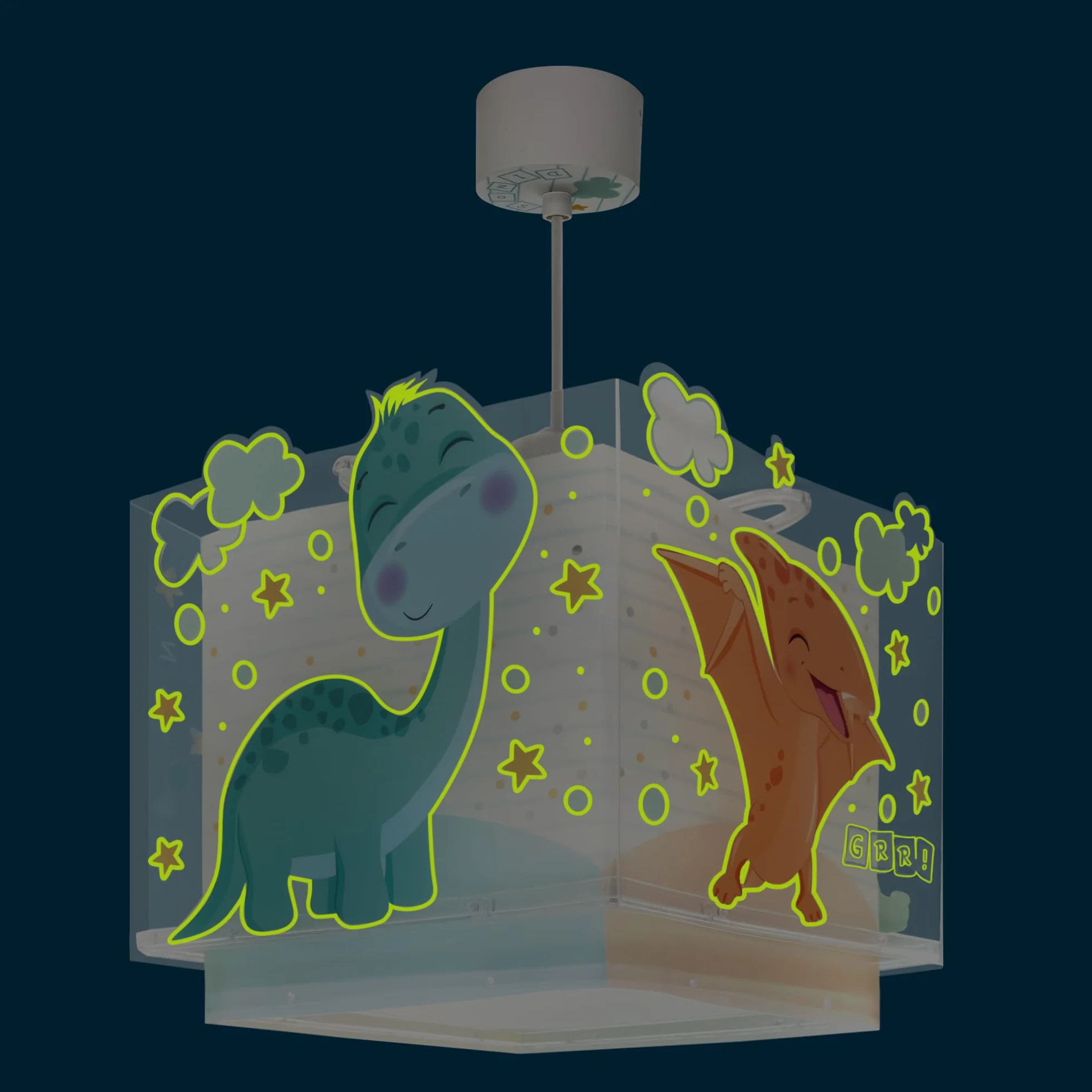 Dalber Kinder Pendelleuchte Baby Dinos Dinosaurier 63452M | Hängelampe; Deckenleuchte; Kinderzimmer; E27 - 1 x 15W