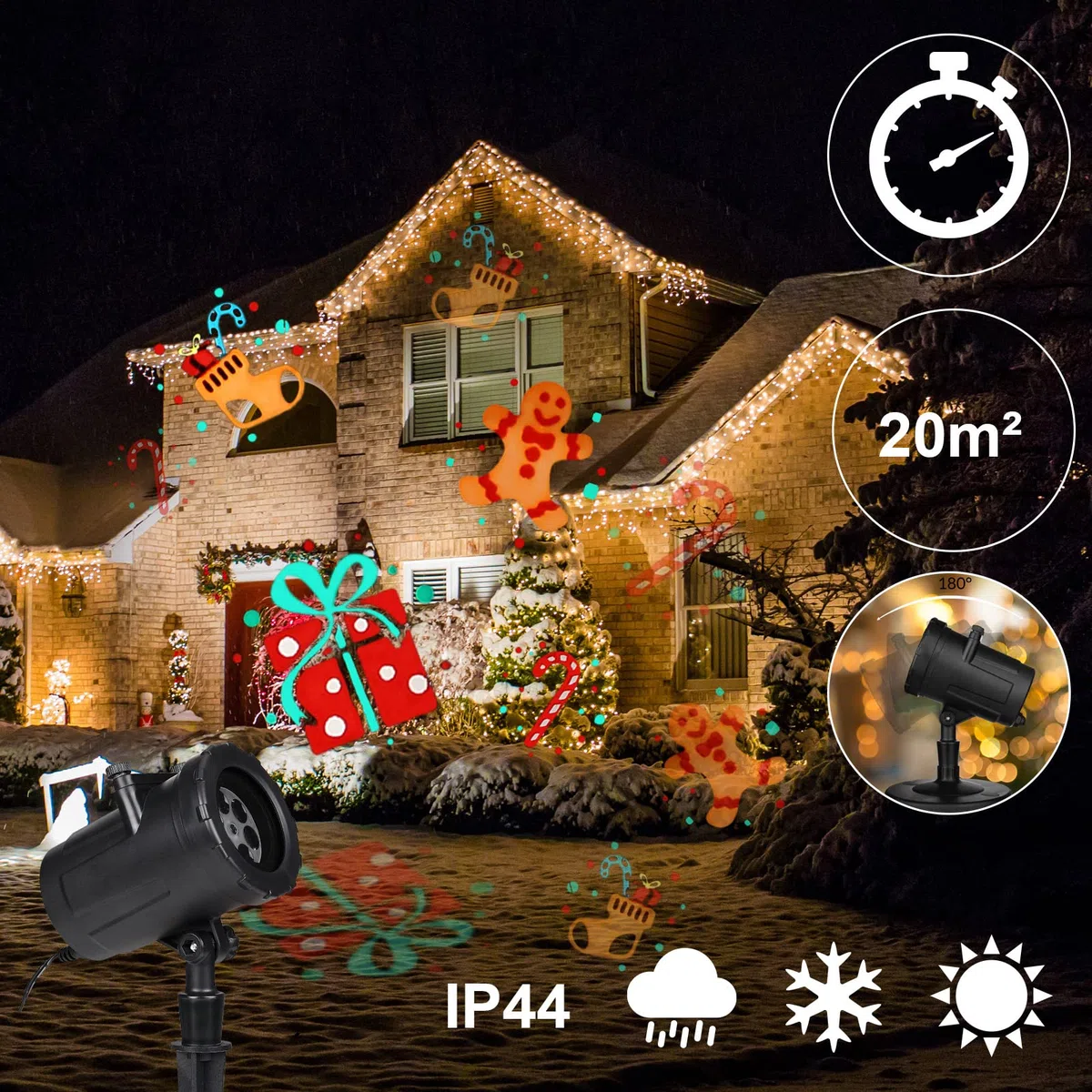MONZANA LED Projektor Weihnachten Außen Innen 72 Motive Bunt IP44 Beleuchtung