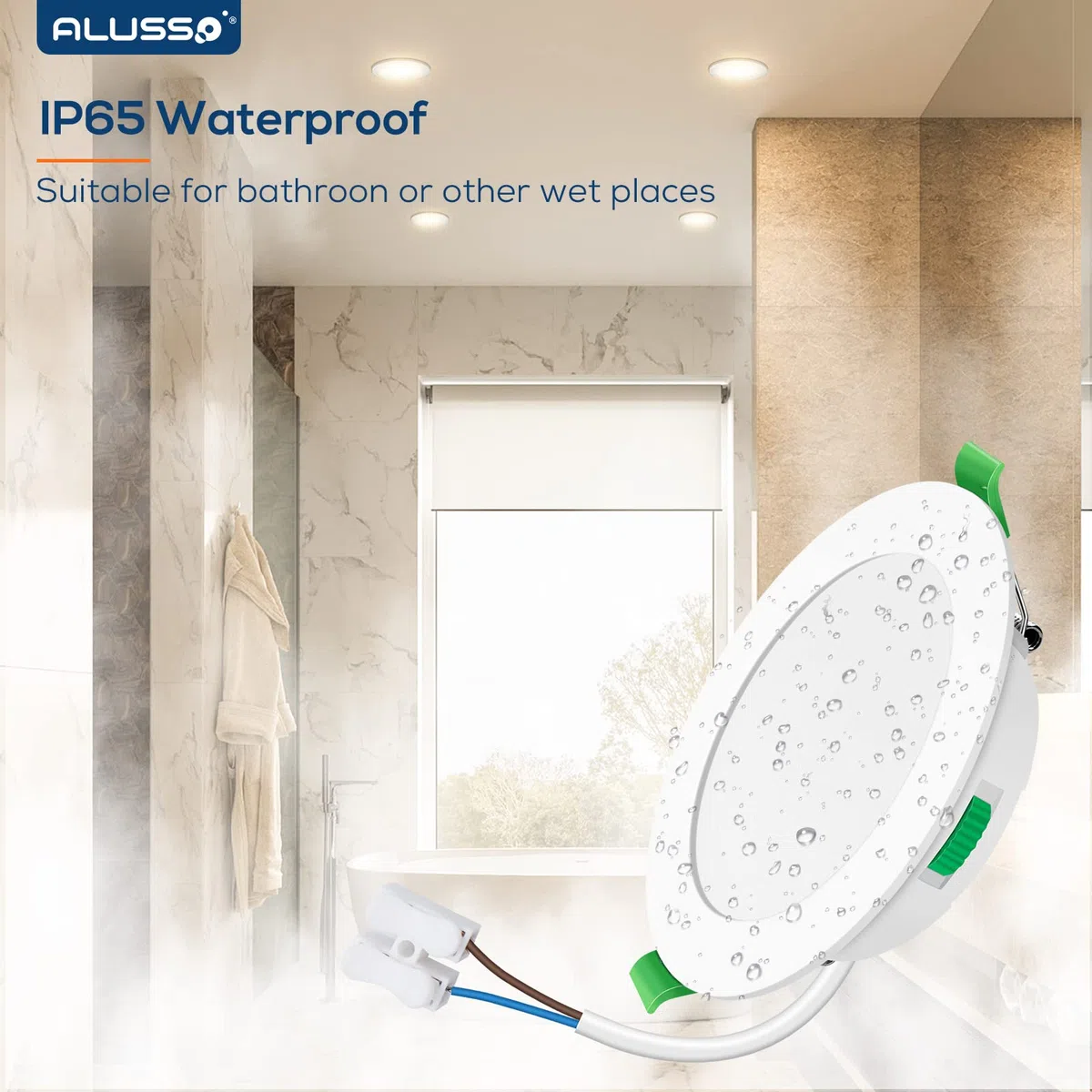 ALUSSO LED Einbaustrahler Ultra Flach 7W 230V, Dimmbare Deckenspots IP65 Badezimmer, 580LM Spots, Warmweiß 3000K Neutralweiß 4000K Kaltweiß 6500K Einbauspots für Küche Wohnzimmer, 6er Set