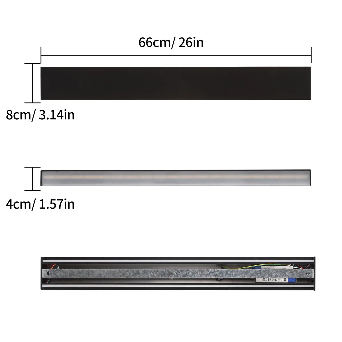KUKAK LED Wandleuchte Innen,20W Wandlampe,Modern Lampe Wand,3000K/4000K/6000K Wandlampen,Up Down Wandbeleuchtung,Flurlampe wandleuchten für Wohnzimmer Schlafzimmer Treppenhaus Flur 66cm Schwarz