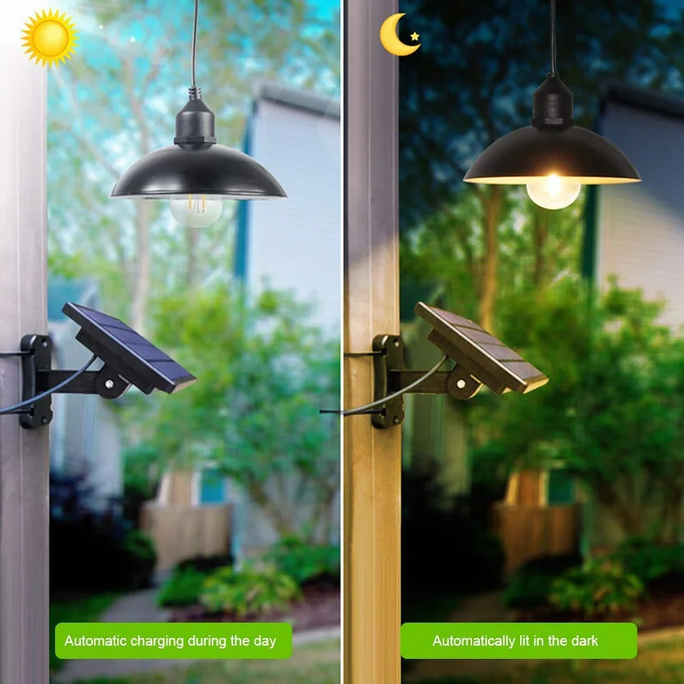 Lixada Solar Pendelleuchte E27 Außenleuchte Sensitive Light IP65 Wasserbeständigkeit für Garten Hof Terrasse Balkon (1)