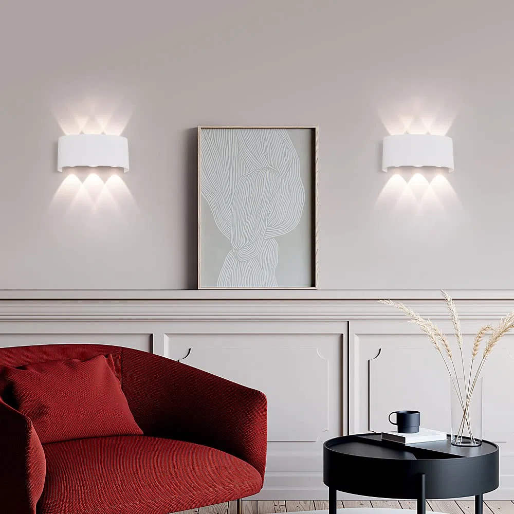 SYZM light 2 Stücke Wandleuchte Aussen/Innen LED Wandlampe Außen 12W 1200LM Wandbeleuchtung Up and Downlight IP65 Wasserdichte moderne Aluminium Scheinwerfer Wandleuchten(weißes 3000K warmes Licht)
