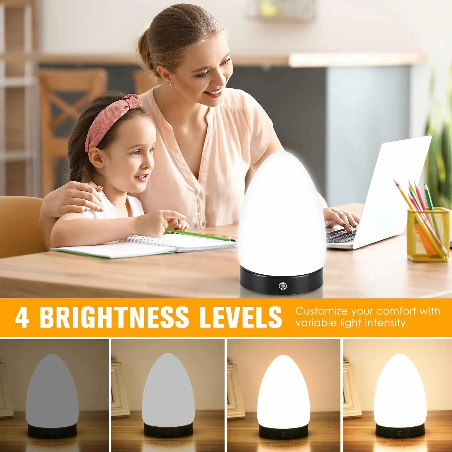 Tageslichtlampe 10000 Lux - Dimmbare LED Lichttherapielampe mit 3 Farben, 4 Helligkeitsstufen und Timer - Ideal für Schlafzimmer, Wohnzimmer und Büro