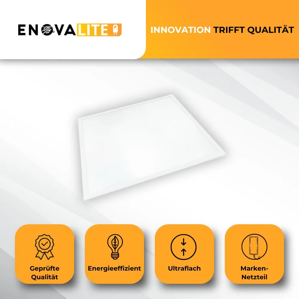 LED-Panel 60x60cm Rasterleuchte, flache Deckenleuchte - 36W 3600lm 4000K Neutralweiß - inkl. Marken-Netzteil 230V - Einbauleuchte für Armstrong Rasterdecke