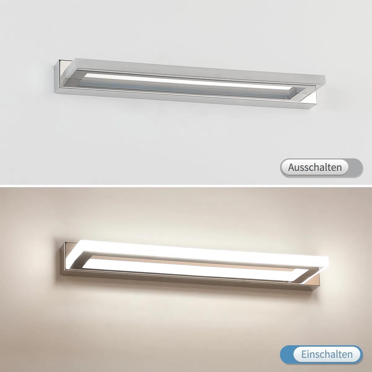 LED Spiegelleuchte Bad 42cm - Moderne Badezimmerlampe mit IP44, Chrom Finish, 9W 4000K für Spiegel und Wand