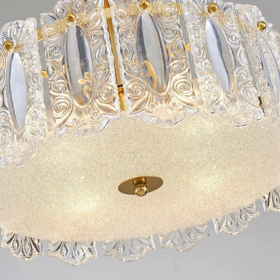 SHRINE SCHREIN BELEUCHTUNG CL038 Kristall Kronleuchter, Deckenleuchte für Wohnraum, D37 x H24cm, E14 Basis 4-Lichter(Glühbirnen sind nicht enthalten), Kupfer-Finish