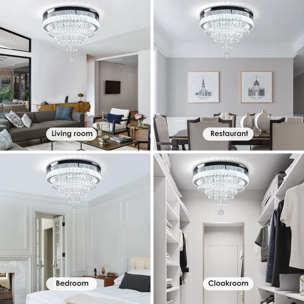 FRIXCHUR Kristall Deckenleuchte Crystal Kronleuchter LED Deckenlampe Dimmbar Modern Leuchter Wohnzimmerlampe Schlafzimmerlampe Lampe Elegant Chandelier Deckenlampe mit Fernbedienung