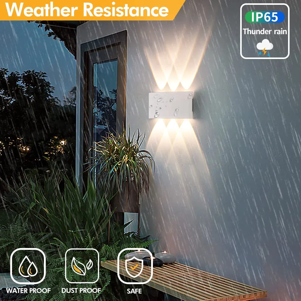 SYZM light 2 Stücke Wandleuchte Aussen/Innen LED Wandlampe Außen 12W 1200LM Wandbeleuchtung Up and Downlight IP65 Wasserdichte moderne Aluminium Scheinwerfer Wandleuchten(weißes 3000K warmes Licht)