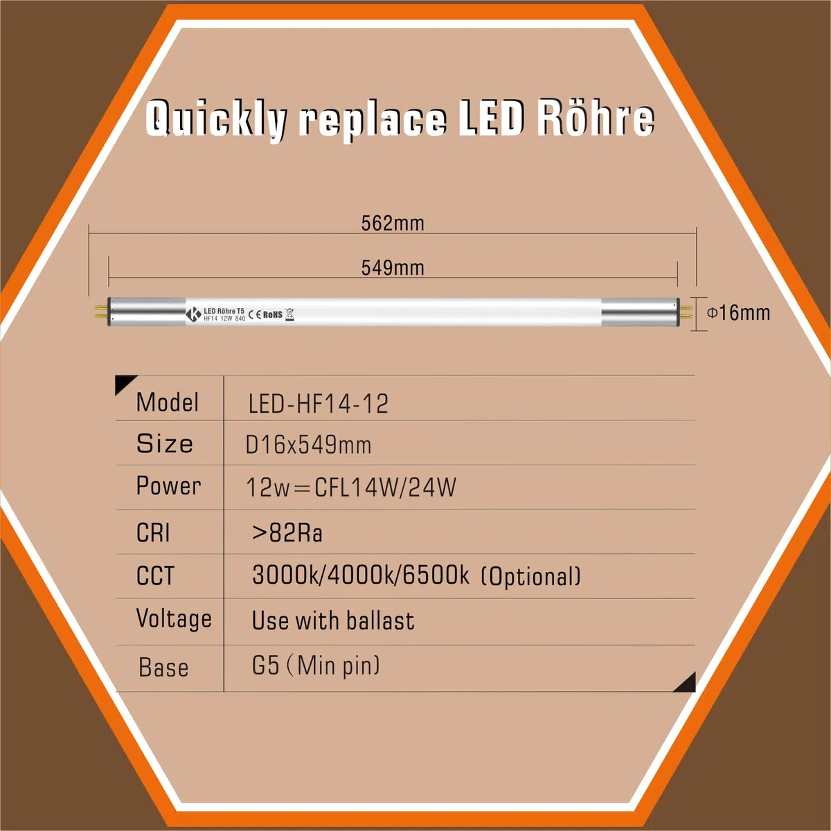 Led Röhre T5 Plug & Play 549mm 4000k 1650lm 12w Ersatz & Kompatibilität mit EVG KVG Cfl Röhre t5 HE14w/HO24w,led leuchtstoffröhre T5 für Küchenbeleuchtung sofortiger Einstart / 2 Stück