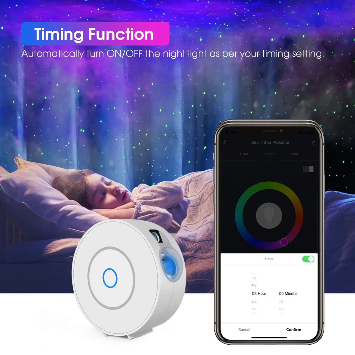 PANAMALAR Smart Sternenhimmel Projektor, WLAN LED Projektor Galaxy Sternenlicht Kinder mit Sprachsteuerung von Alexa/Timer,Nachtlicht Geschenk für Kinder Party Weihnachten (SK20-White)