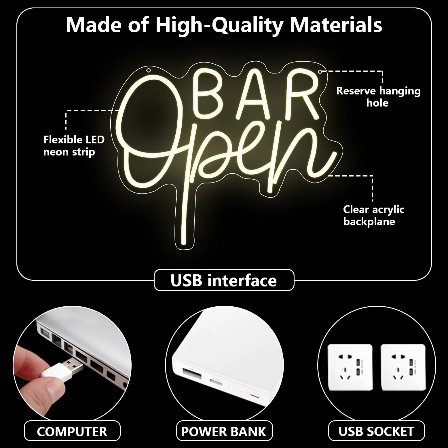 BAR Open Neon Schild Geöffnet Led Schild für Wanddekoration Leuchtreklame USB Öffnen Bier Neonlicht für Cafe Bar Nachtclub Home Decor Mann Höhle Party Business Deko