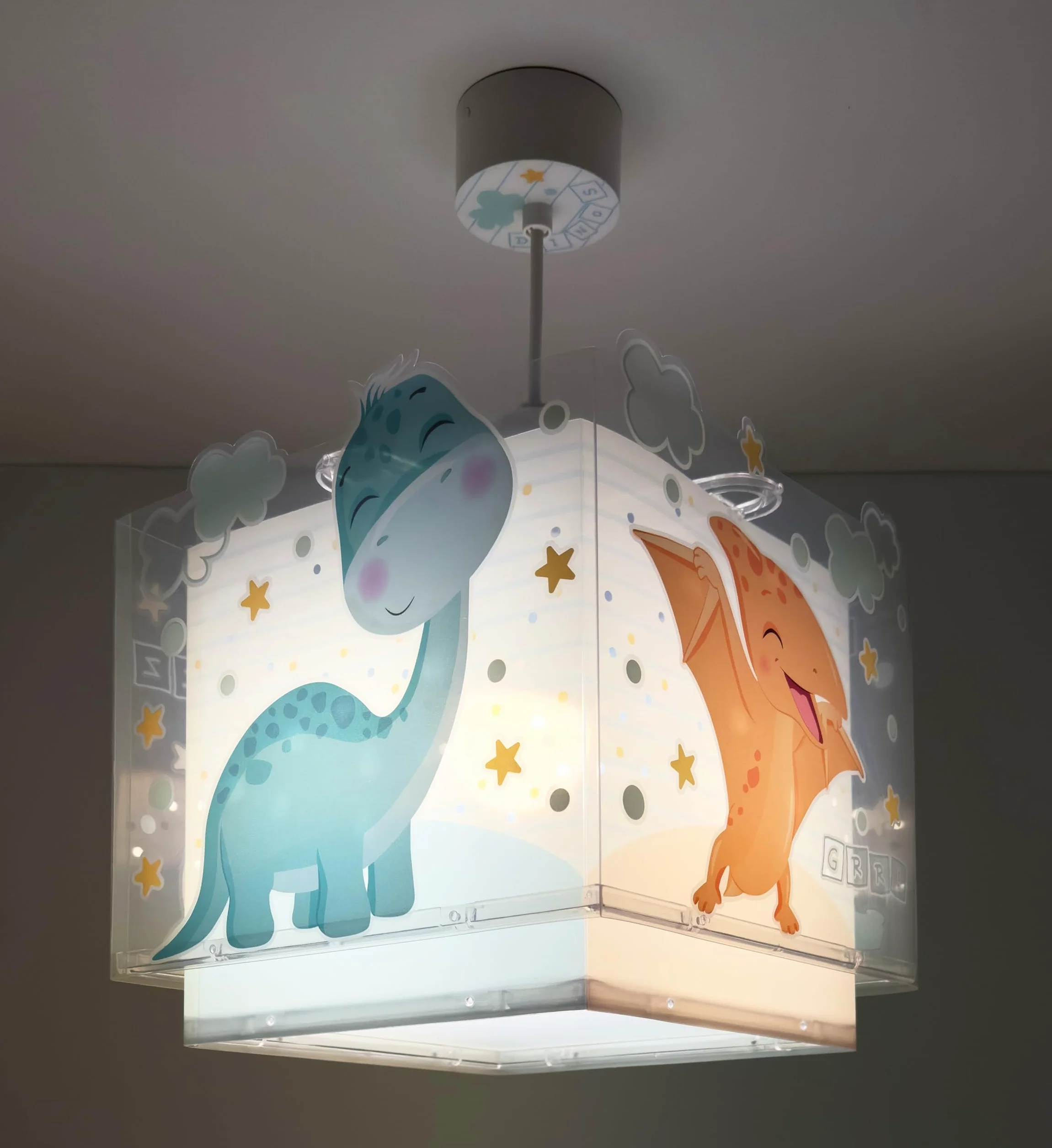 Dalber Kinder Pendelleuchte Baby Dinos Dinosaurier 63452M | Hängelampe; Deckenleuchte; Kinderzimmer; E27 - 1 x 15W