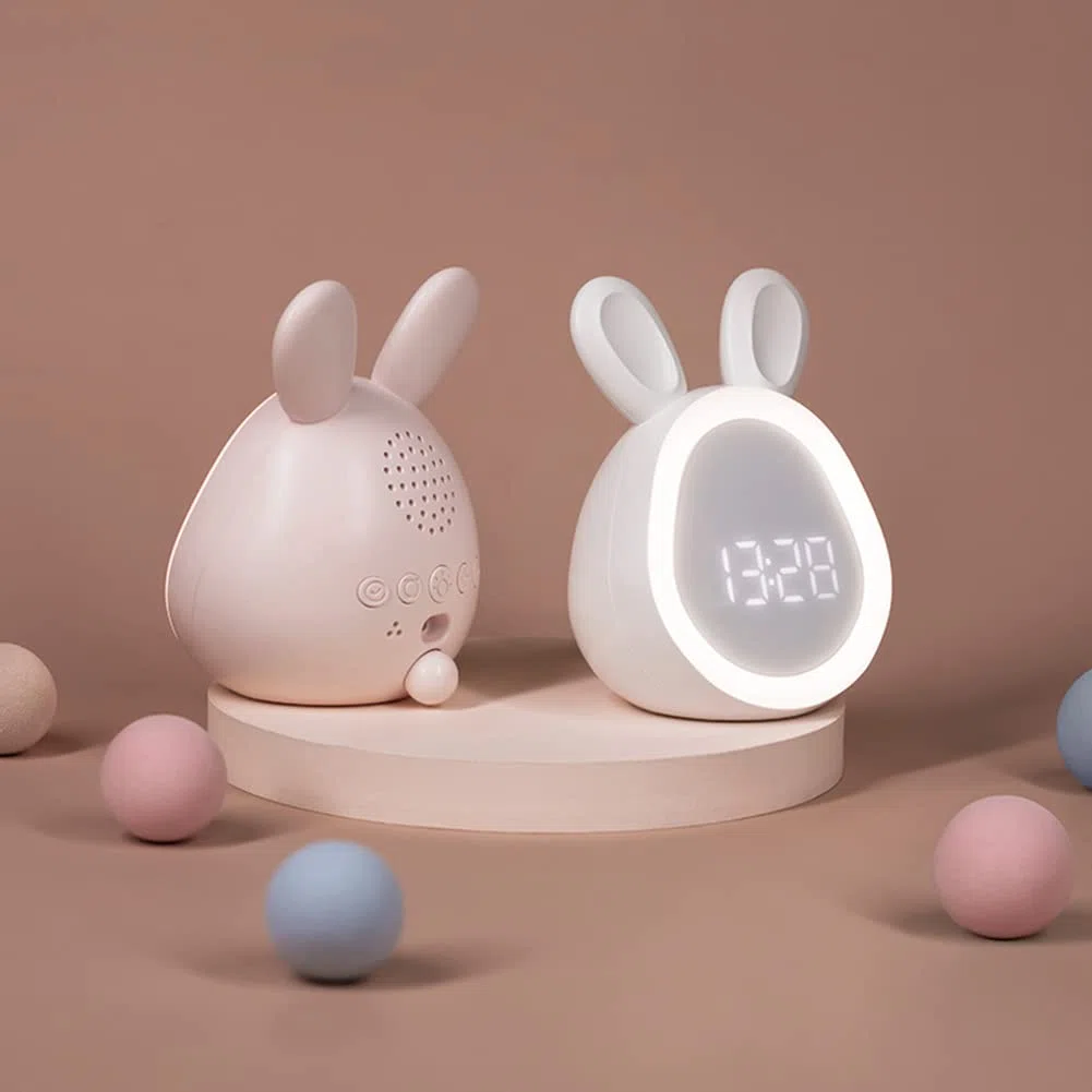Baby-Nachtlicht Wecker mit Kaninchenlampe, LED-Smart-Nachttischlampe für Babys, Mädchen, Neugeborene - Niedliche Schlafzimmer-Dekoration